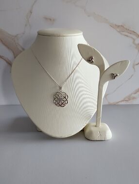Sterling Silver Celtic Knot Necklace & Stud Earring Set